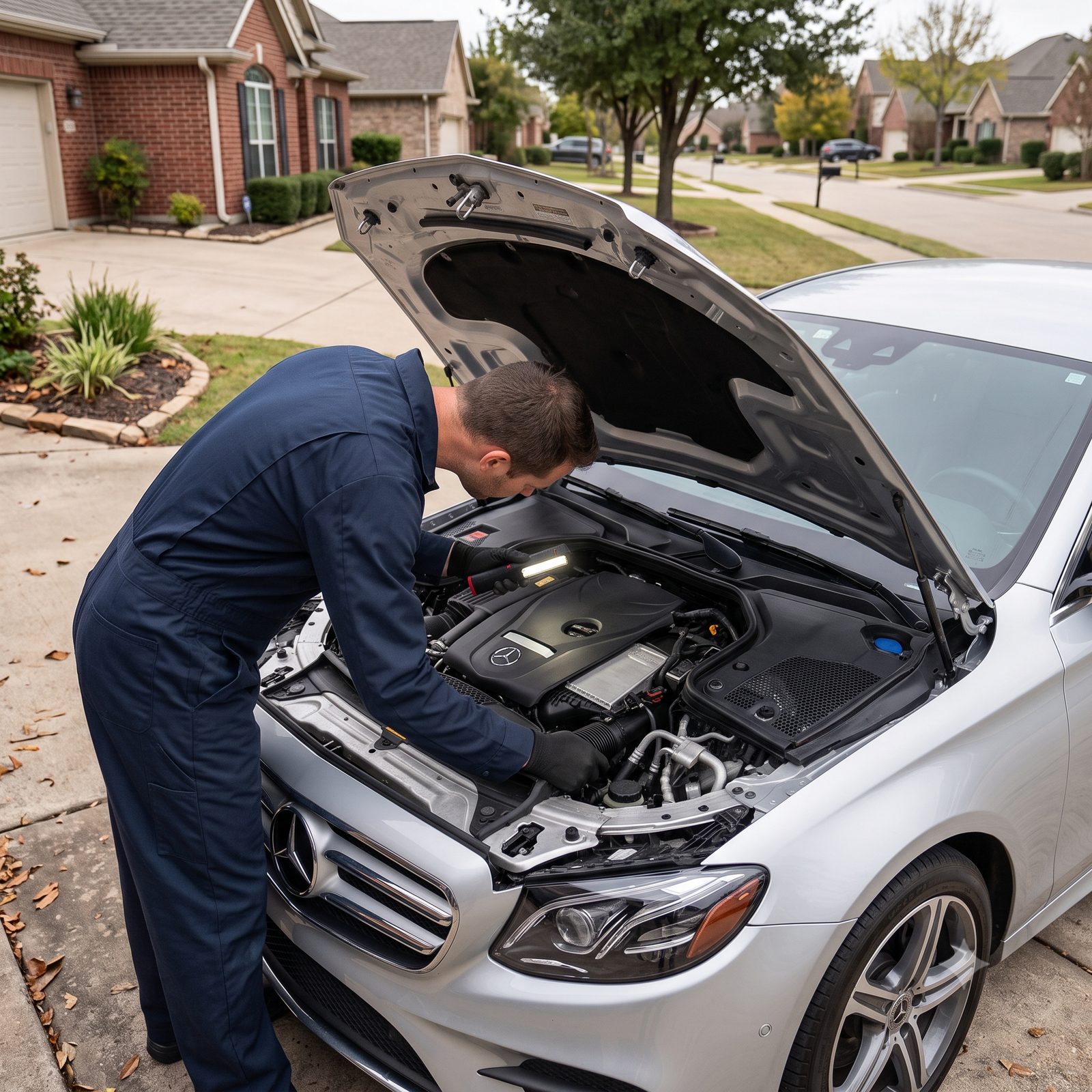Mechanic inspecting a car at the seller's location